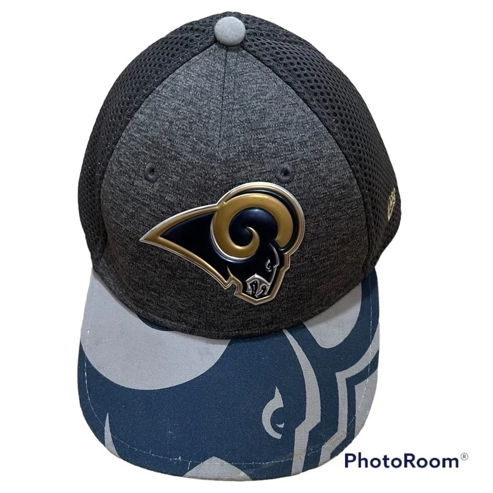 NFL New Era LA Rams blue & gray sports hat, Child Youth, 39 Thirty, 3D ram head.